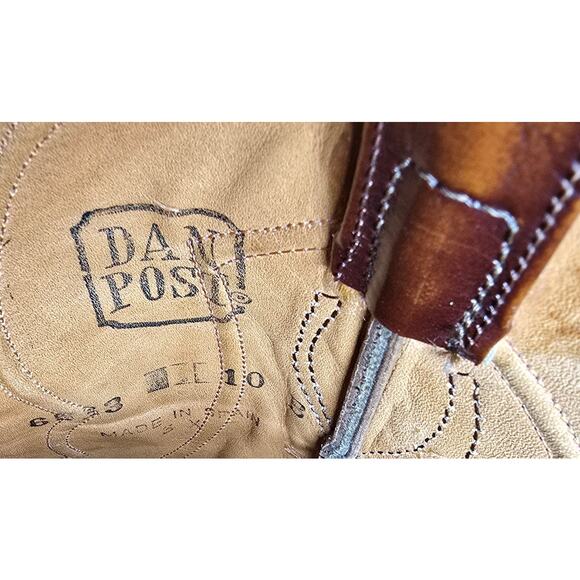 Vintage 90s Dan Post 6533 Made in Spain Cowboy Boots Brown Cherry Mens 10 B - Picture 7 of 8